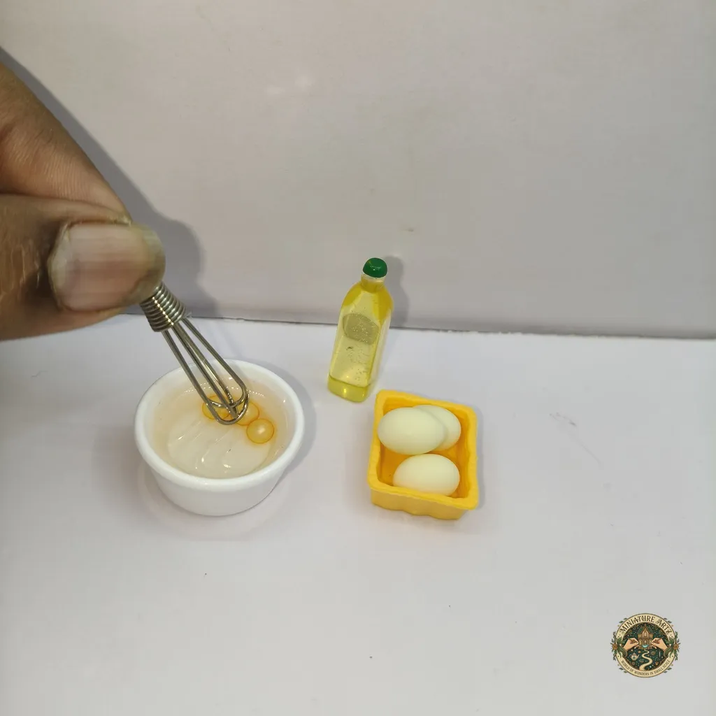 baking-theme-set-1 A complete miniature baking set product displaying a tiny rolling pin, flour sack, and mixing bowl on a wooden surface.