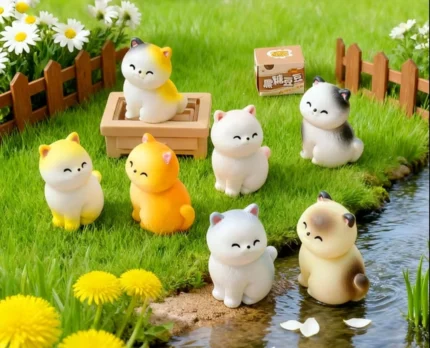 This adorable cute cat miniature product showcases intricate craftsmanship, ideal for collectors and animal lovers.