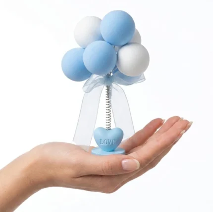 Miniature Blue Balloon Bunch Love Heart figurine product, ideal for dollhouse scenes.