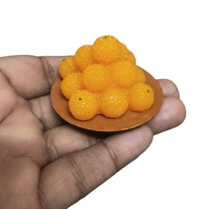 Realistic Boondi Laddu Plate Miniature Fridge Magnet, a charming decorative product for any kitchen.
