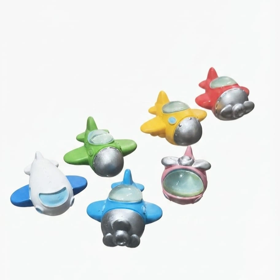 Cartoon-Airplane-Resin-Miniature-Figurine-Set-of-6 Vibrant, randomly selected cartoon airplane resin miniature figurine product, perfect for playful collections.