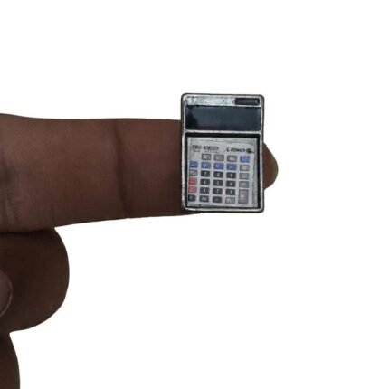 Detailed miniature desktop calculator product, perfect for dollhouse office or miniature scene realism.