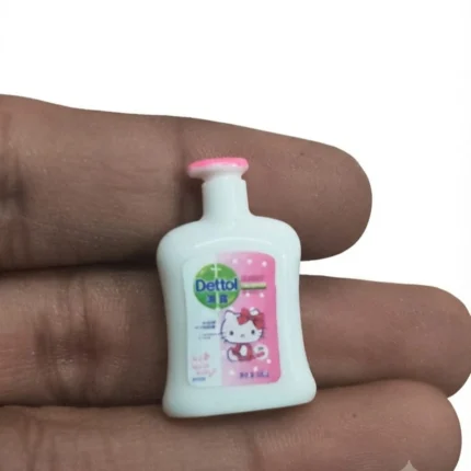Detailed Dettol hand wash pump bottle dollhouse miniature product for realistic tiny bathroom scenes.