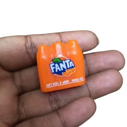 A highly detailed miniature Fanta Orange Six Pack Crate product, perfect for dollhouse scenes or diorama displays.
