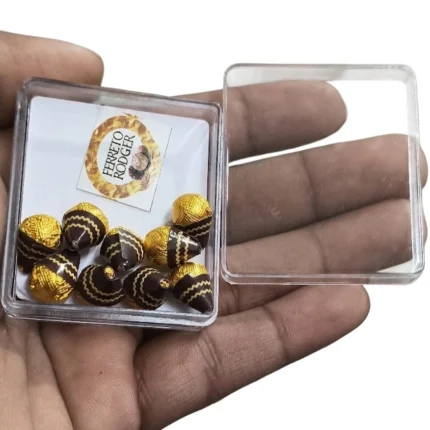 Highly detailed miniature Ferrero Rocher chocolate box set, a tiny product perfect for dollhouse displays.