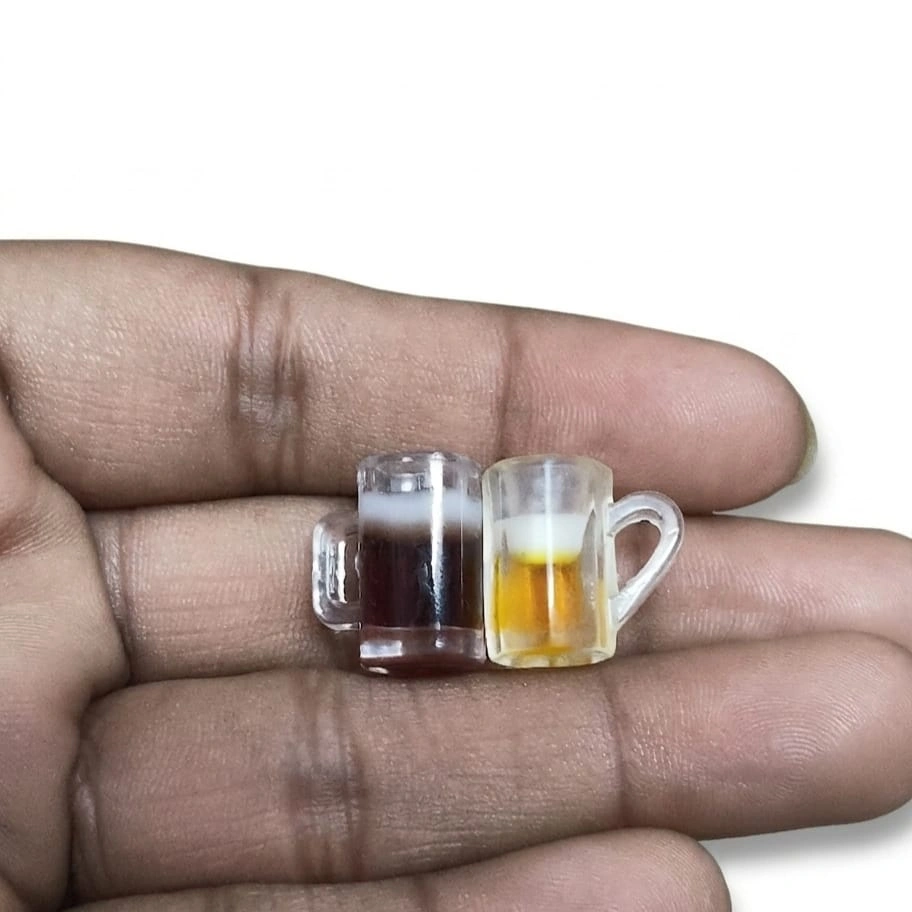 Miniature-Beer-Mug-Dollhouse-Figurine-Set Miniature beer mug dollhouse figurine set of 2. Enhance your miniature bar or pub scene with this quality product.