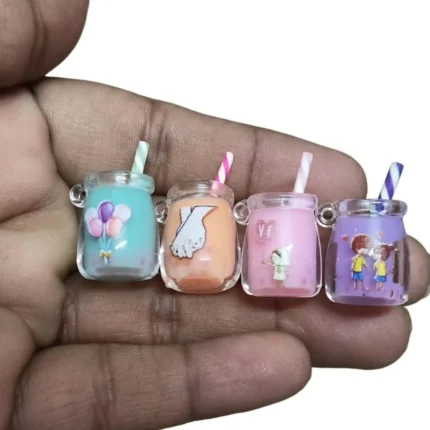 Pastel drink jar resin charm miniature, a unique and random collectible product for crafts or display.