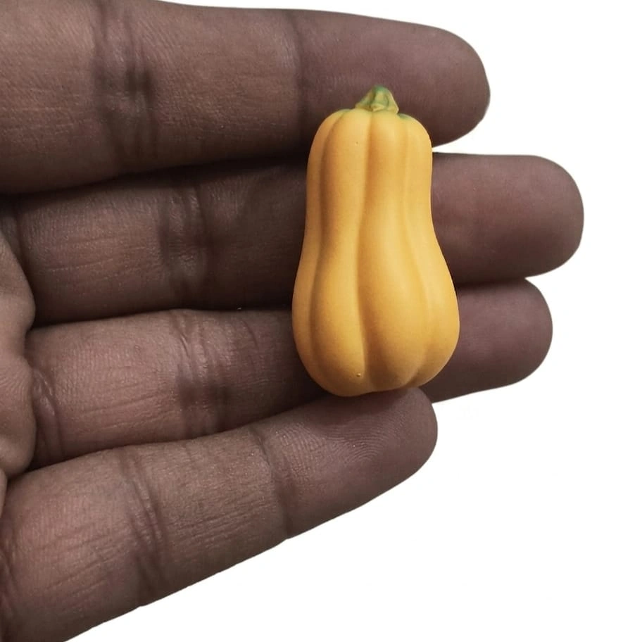 Pumpkin-Miniature-Figurine Vibrant orange pumpkin miniature figurine product for autumn dollhouse scenes, diorama, and seasonal decor.