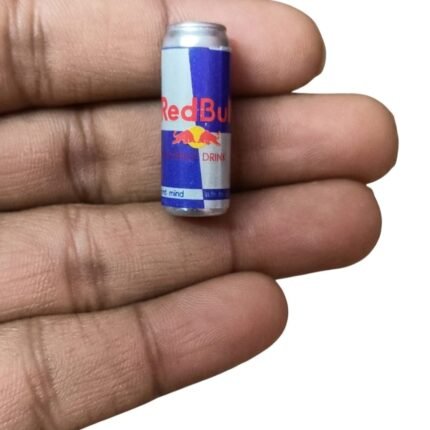 Highly detailed miniature Red Bull energy drink can figurine product, ideal for collectors and dioramas.