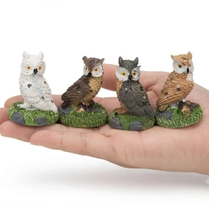 Charming miniature resin owl figurine, randomly selected. Detailed decorative product for collectors.