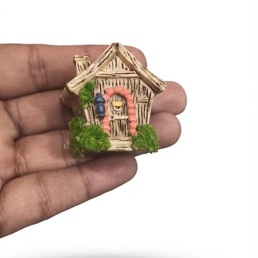 Rustic-Timber-Hobbit-Cottage-Resin-Miniature-House-Figurine Rustic timber Hobbit cottage miniature house figurine product, ideal for fantasy collectors and fairy gardens.