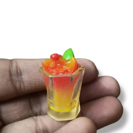 Vibrant, handcrafted resin tropical cocktail miniature figurine product for dollhouse scenes and diorama.