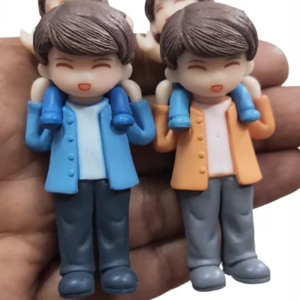 A charming miniature father and son figurine set, Type 2, depicting a loving bond, perfect collectible product.
