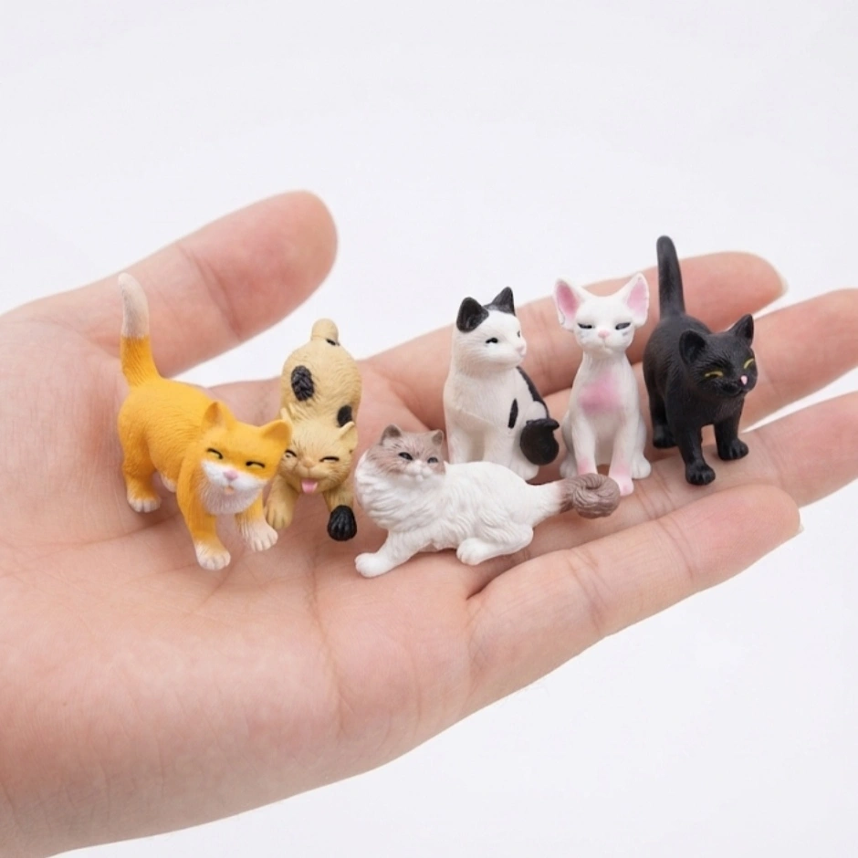 Miniature-Cat-Figurine-Set-of-6-Assorted-Colors Charming miniature cat figurine product in assorted colors, ideal for dollhouse scenes or miniature collections.