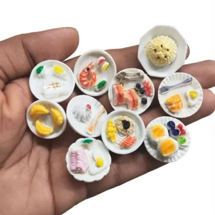 Random miniature food plate product for dollhouse kitchen or diorama scene, adding realistic details.