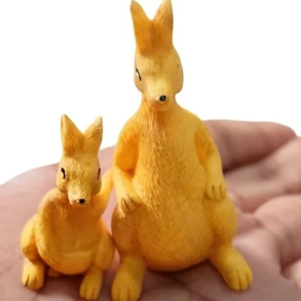 A charming miniature kangaroo figurine set of two, perfect as a decorative product for any collection or display.