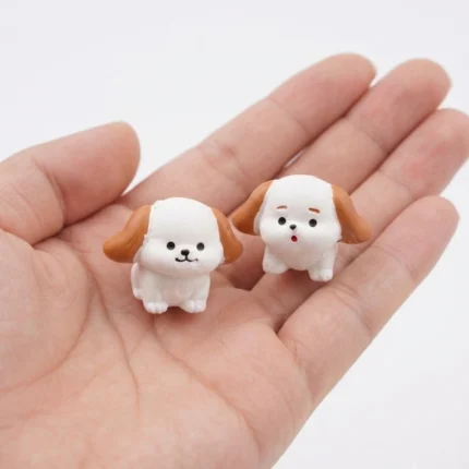 A charming miniature puppy figurine product, randomly selected, perfect for dollhouse scenes or diorama displays.