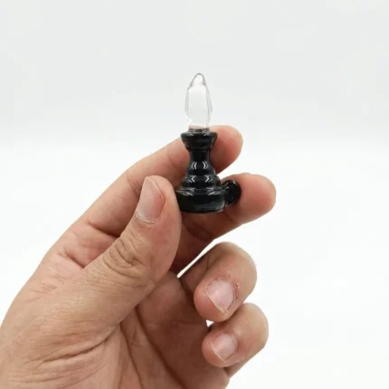 Detailed miniature table lamp figurine with sleek black base, ideal for dollhouse or diorama product scene.