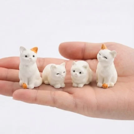 Charming miniature white cat figurine product, a random piece perfect for collectors.