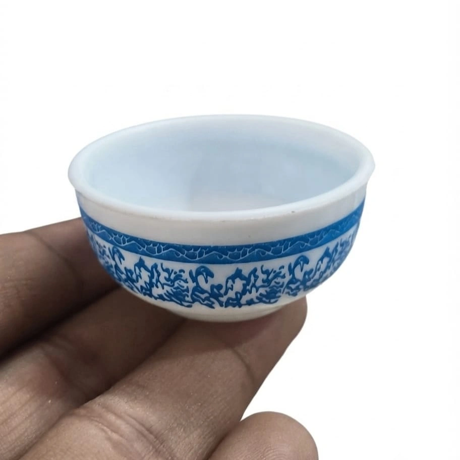 Blue-and-White-Floral-Pattern-Miniature-Ceramic-Bowl Blue and white floral pattern miniature ceramic bowl, a great product for dollhouse or miniature displays.