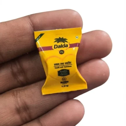 A detailed miniature Dalda Vita cooking oil sachet product, perfect for dollhouse kitchens and tiny food displays.