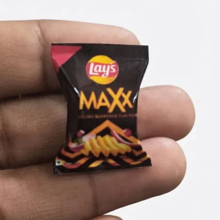 Close-up of a highly detailed Lays Maxx BBQ miniature chips packet product, perfect for collectors and display.