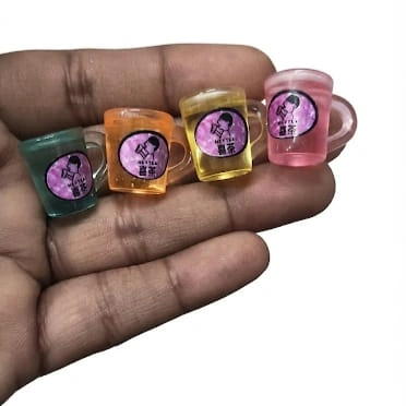 Charming miniature bubble tea cup, random selection, tiny collectible product for display or dollhouse.