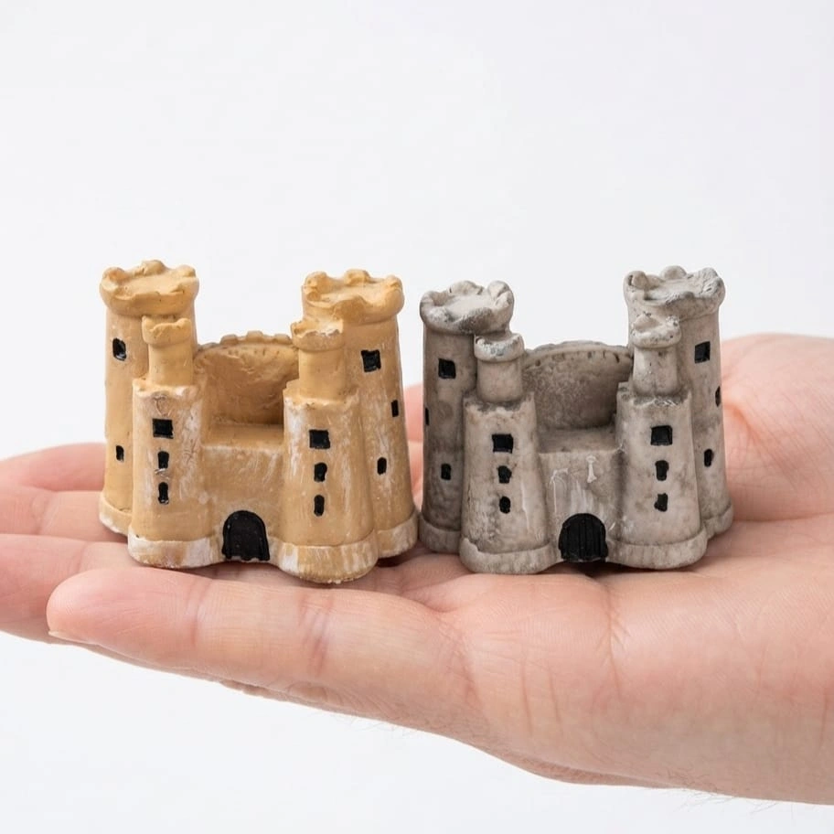 Miniature-Castle-Figurine-Set-of-2 Detailed miniature castle figurine product, randomly selected, ideal for unique architectural display.