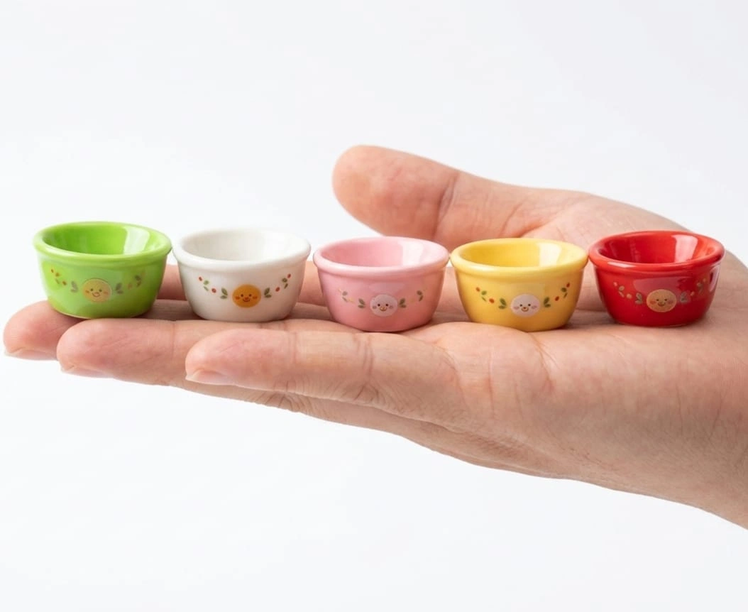 Miniature-Decorative-Bowl-Set-of-5-with-Face-Print Beautifully crafted miniature decorative bowl, unique random design, perfect for any miniature display product.