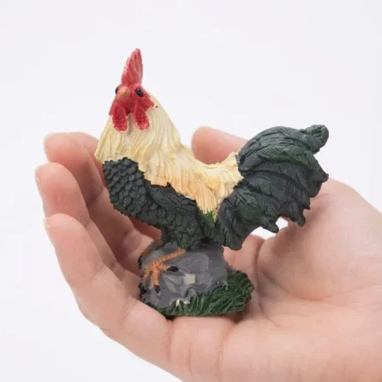 This charming miniature rooster figurine product features spread wings, adding a unique touch to any collection.
