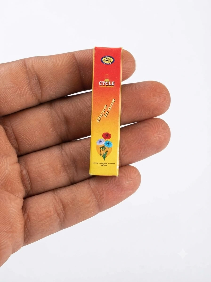 Cycle-Incense-Sticks-Box Realistic miniature Cycle Incense Sticks Box product for dollhouse puja rooms, dioramas, collectors.
