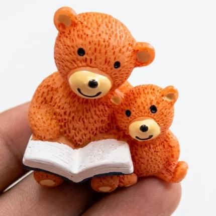 Handcrafted miniature bear figurine product, ideal for dollhouse scenes, dioramas, or as a delightful collectible.