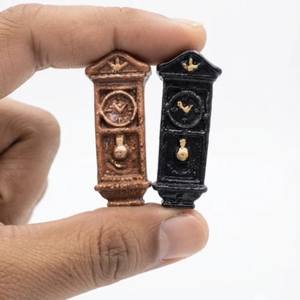 Detailed miniature grandfather wall clock, randomly selected, perfect for dollhouse or miniature scene product.