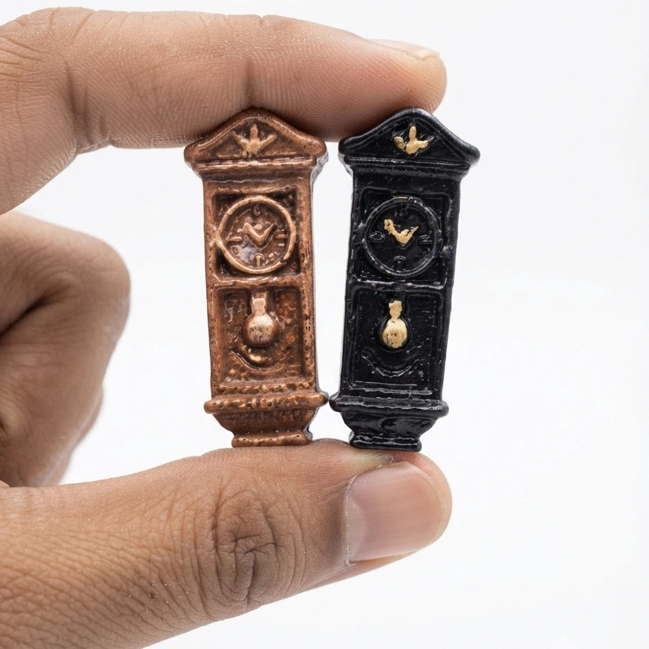 Miniature-Grandfather-Clock-Set-of-2 Detailed miniature grandfather wall clock, randomly selected, perfect for dollhouse or miniature scene product.