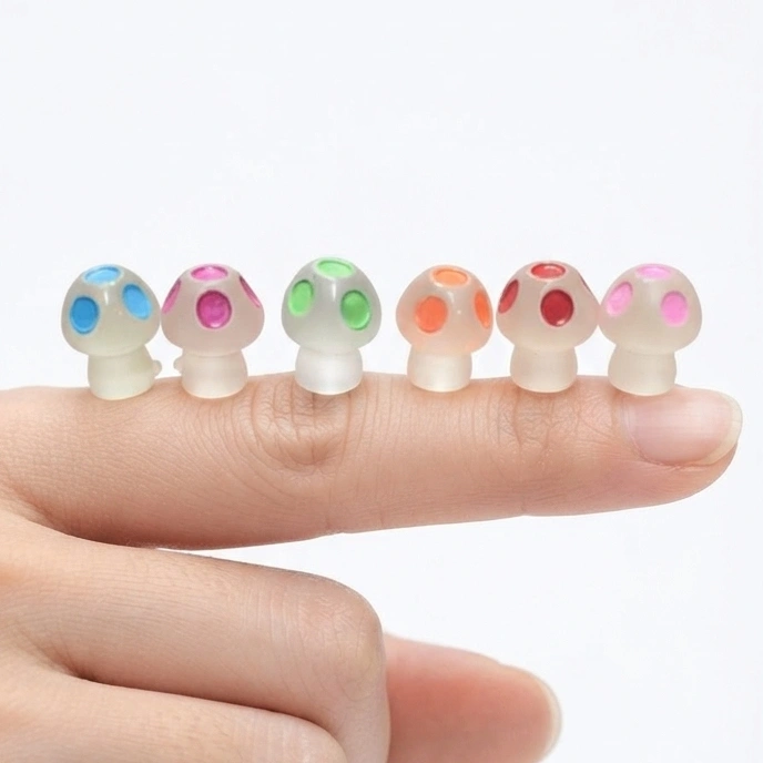 Miniature-Mushroom-Figurine-Set-of-6 Charming miniature mushroom figurine product, randomly selected, adds whimsical touch to any display.