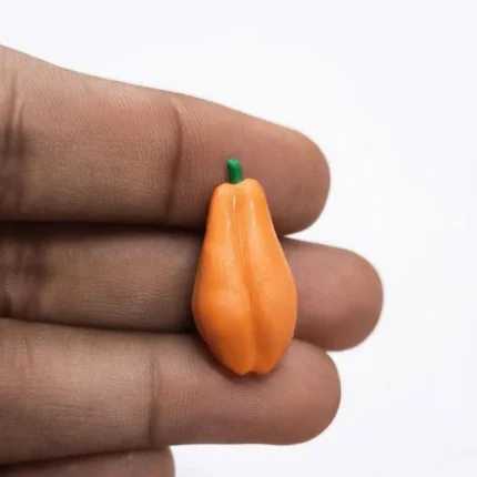 Highly detailed miniature orange bell pepper figurine product for dollhouse, dioramas, or miniature food displays.