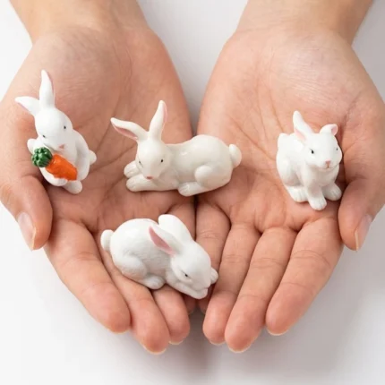 Charming miniature rabbit figurine product, randomly selected, ideal for dollhouses or miniature scenes.