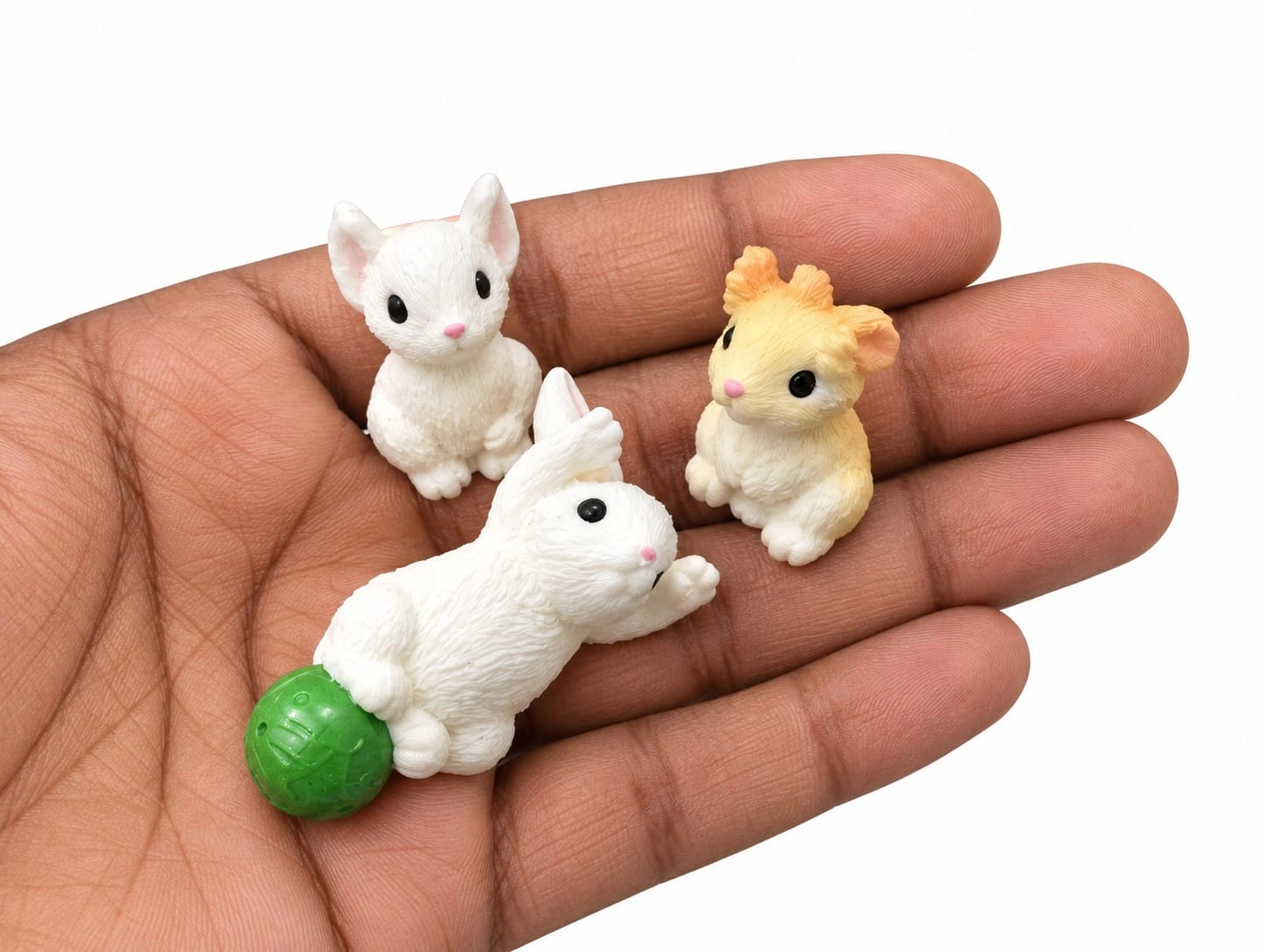 Miniature-Cat-Rabbit-Figurine-Set-of-3 Miniature cat and rabbit figurine set of 3, perfect for enhancing any diorama or dollhouse product display.