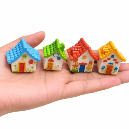 A charming miniature colorful roof cottage product, perfect for enhancing any miniature scene or display.