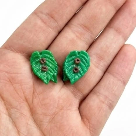 Miniature-Green-Leaf-Figurine-Set-of-2 Product image of a miniature green leaf figurine set of 2, ideal for dollhouse or diorama landscaping.