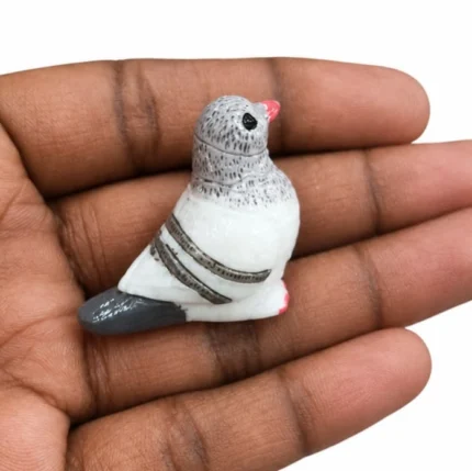 Finely crafted miniature grey and white pigeon figurine product, ideal for miniature scenes or collections.
