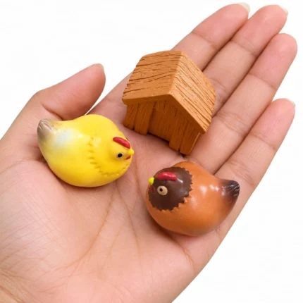 Miniature hen coop set of 3 product, ideal for dollhouse farms, dioramas, or collectible displays.