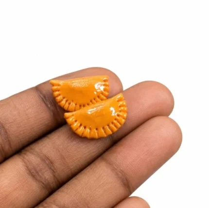 Realistic product: miniature orange crescent pastries (set of 2) for dollhouse bakery, miniature food collections.