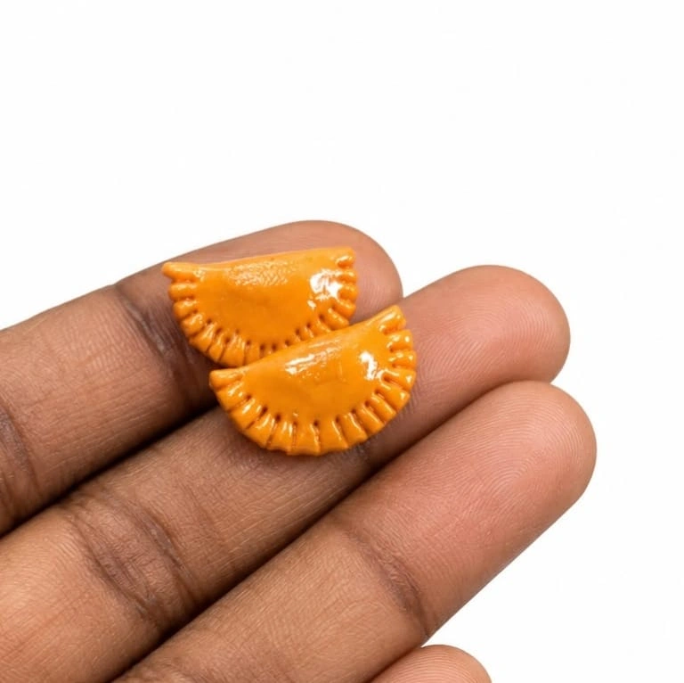 Miniature-Orange-Crescent-Pastry-Set-of-2 Realistic product: miniature orange crescent pastries (set of 2) for dollhouse bakery, miniature food collections.