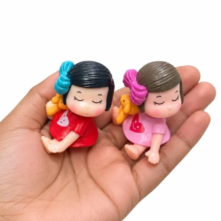 Charming miniature sleeping girl figurine, a random product for dollhouse, diorama, or fairy garden.