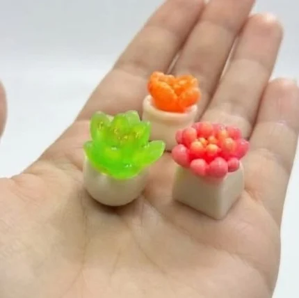 Miniature succulent pot with random cactus plant, ideal for dollhouse or diorama product scenes.