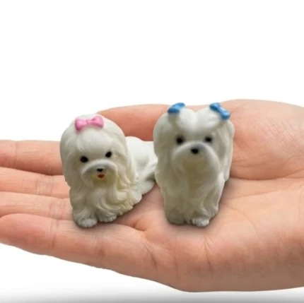 A charming miniature white fluffy dog figurine product, randomly selected, perfect for collectors and display.