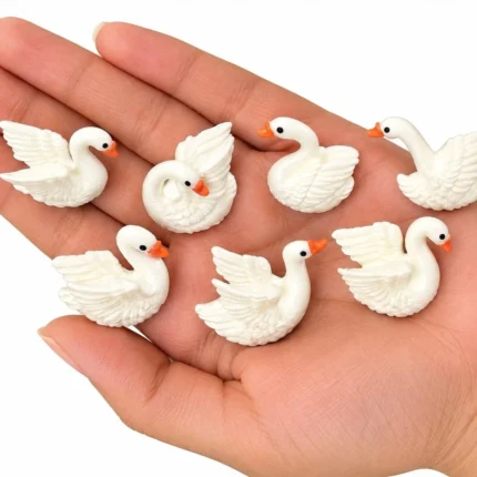Beautifully detailed miniature white swan figurine product, perfect for dollhouse or diorama scenes.