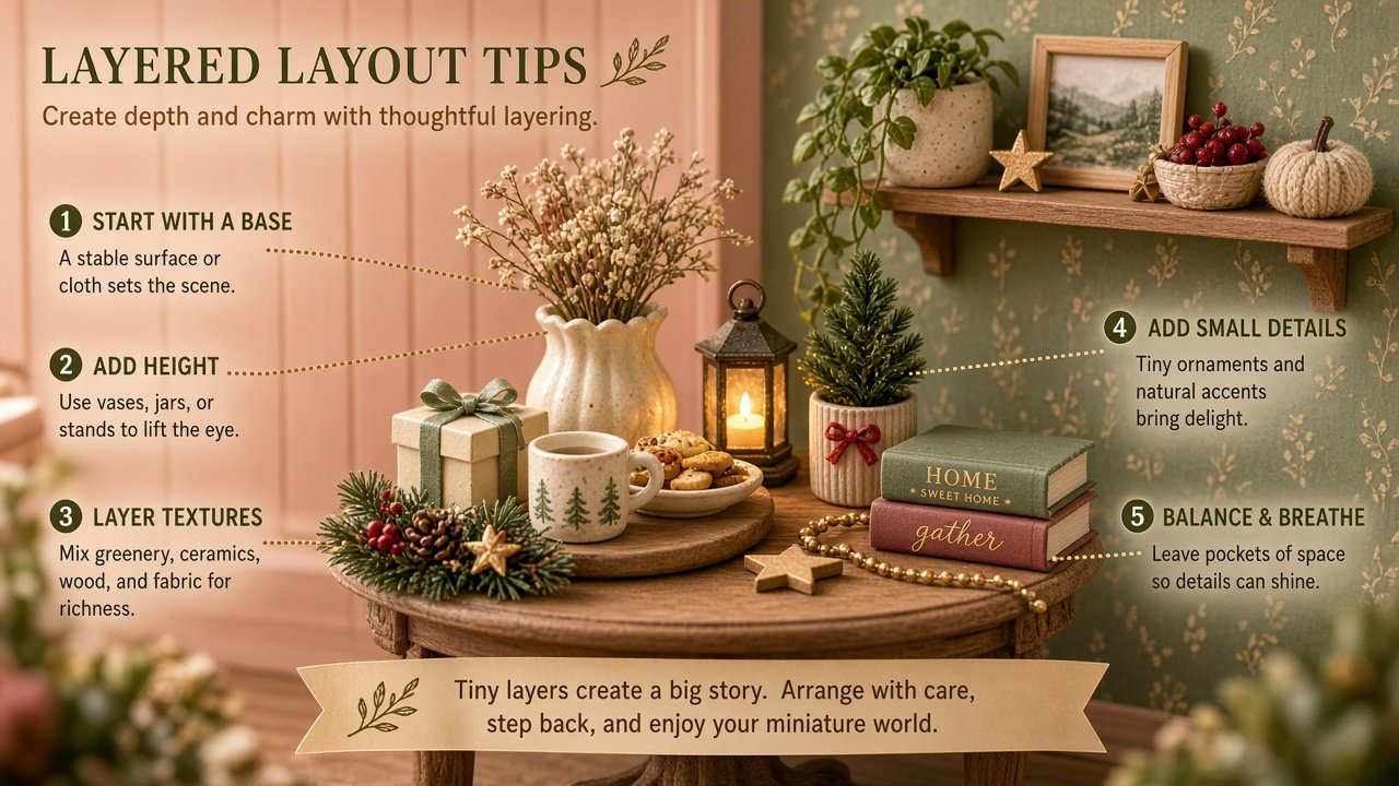 miniature festive corner in a dollhouse
