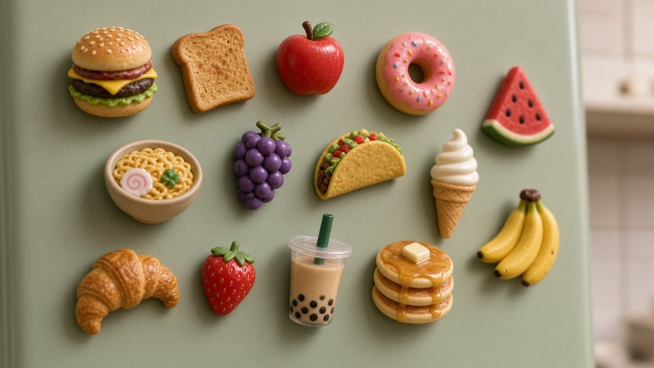 miniature fridge magnets in a kitchen